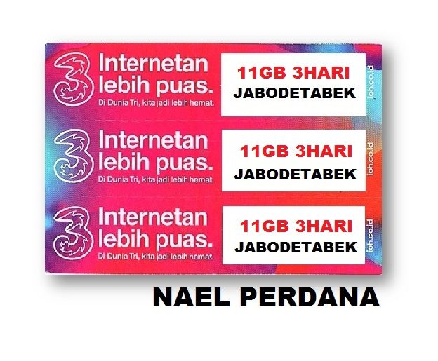 VOUCHER TRI HAPPY 11GB 3HARI JABODETABEK
